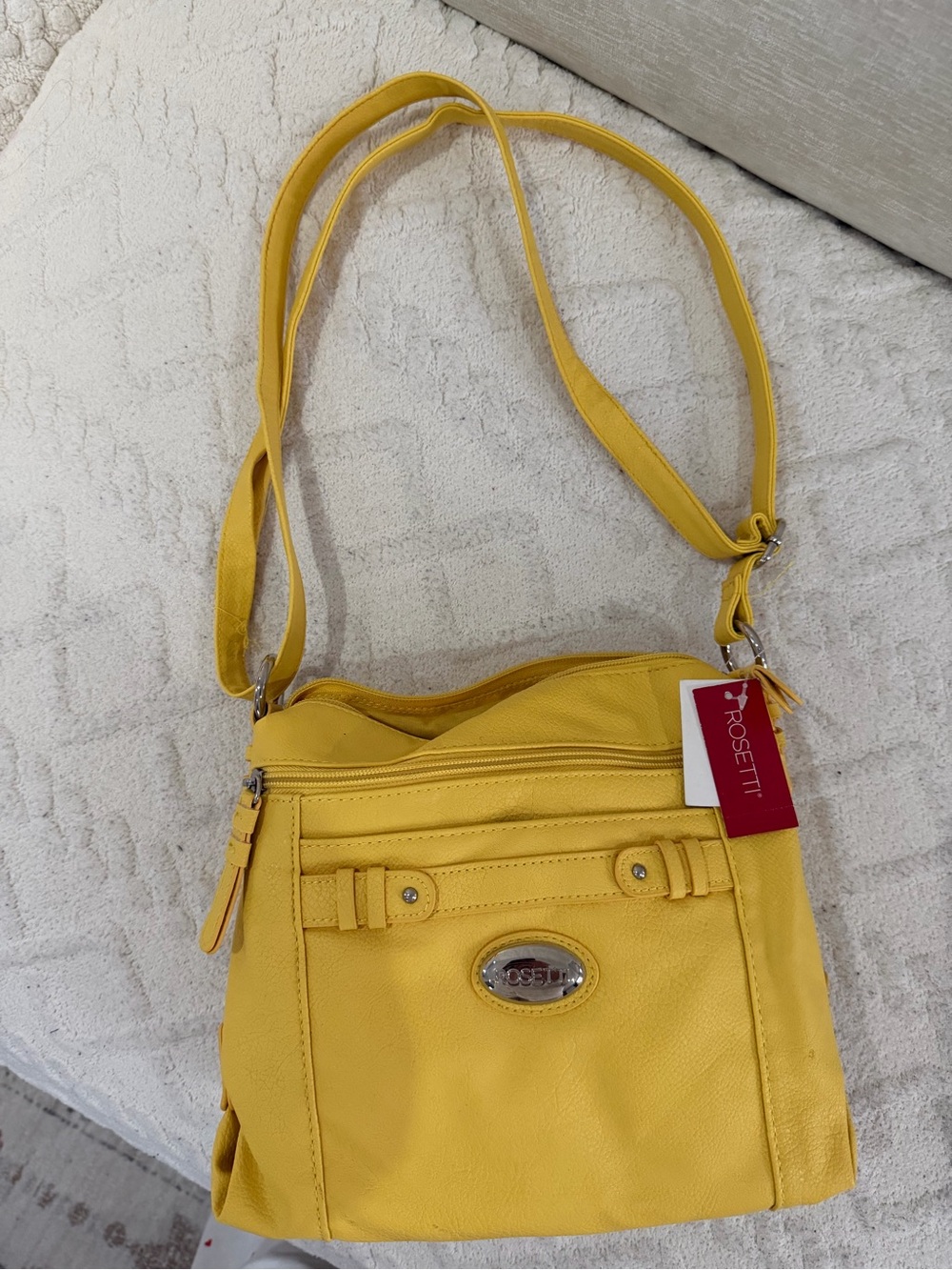 Rosetti Bright Yellow Crossbody Bag with Front Zip Pocket